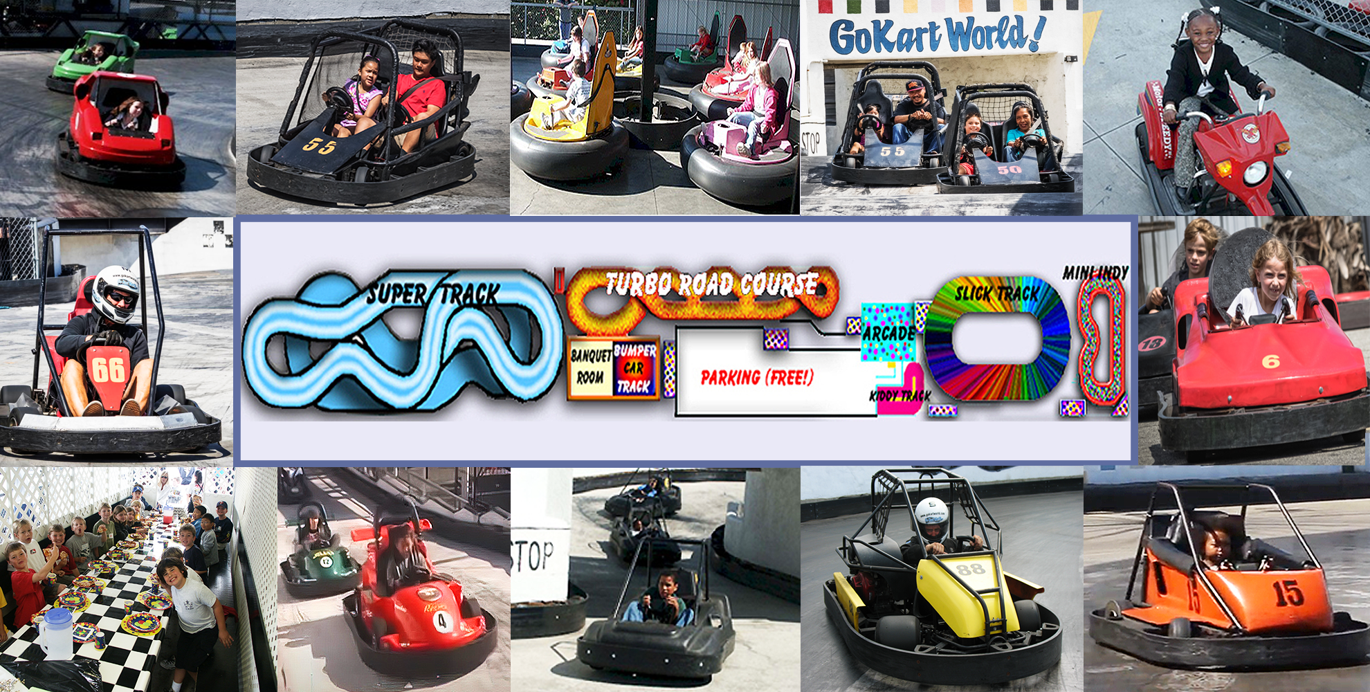 Park Map showing all five tracks of Go Kart World