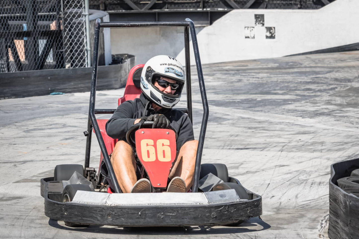 Euro Kart driver at Go Kart World - helmets provided