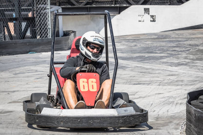 Euro Kart driver at Go Kart World - helmets provided